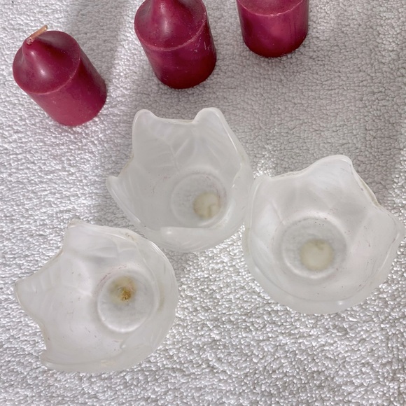 Vintage Party Lite Frosted Glass Candle Holders x3 - Picture 4 of 10